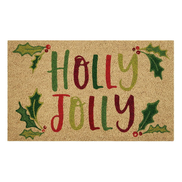 Christmas Holly Leaves and Berries Red Cardinal Birds Floor Mat Doormat Rubber Back Non-Slip Entryway Rugs for Bathroom Bedroom Kitchen Home Decor 23.6X 15.7 Inch 